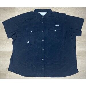 Columbia Shirt Men's 3XL Black PFG Fishing Outdoor Button Up T Shirt Bahama